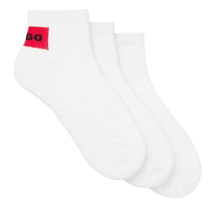 White - Back - Hugo Mens Logo Ankle Socks (Pack of 3)
