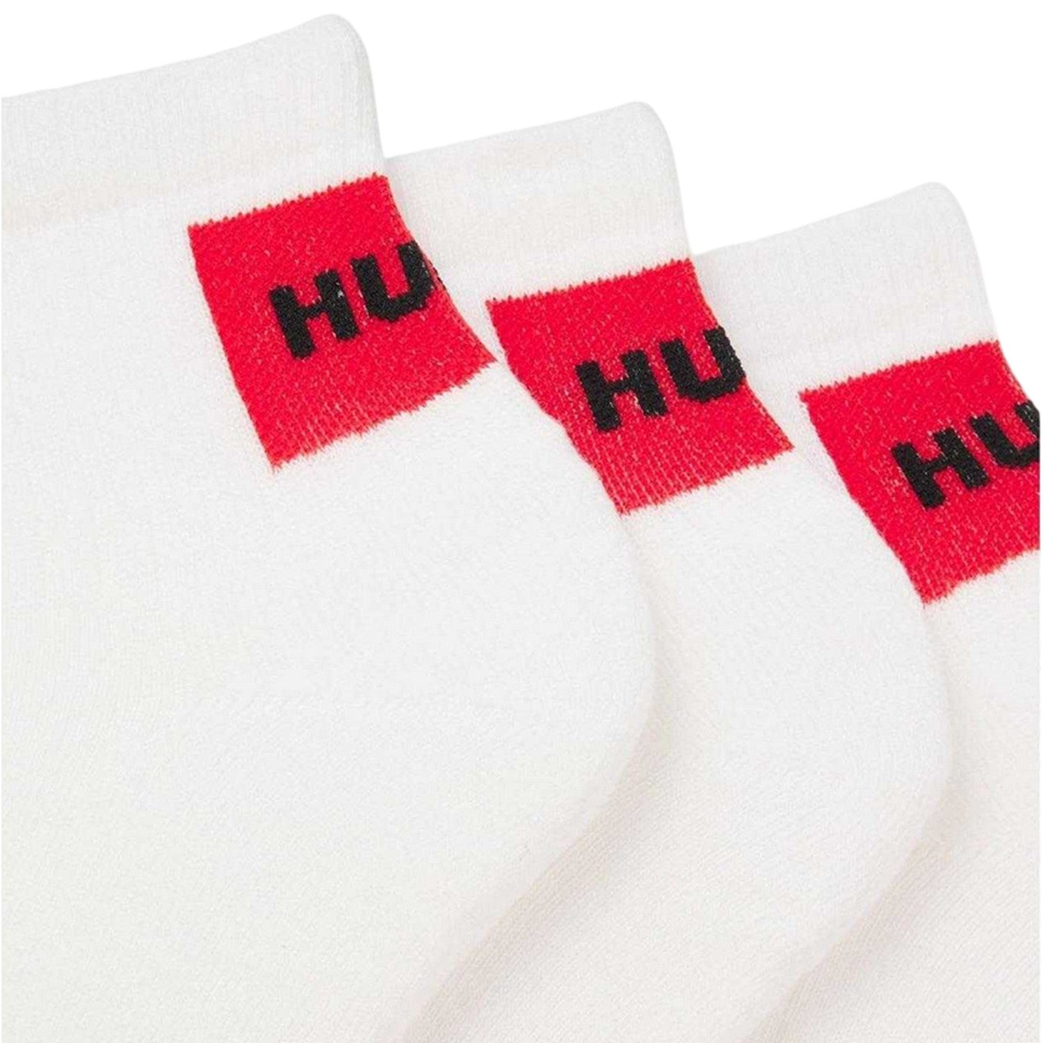 White - Side - Hugo Mens Logo Ankle Socks (Pack of 3)