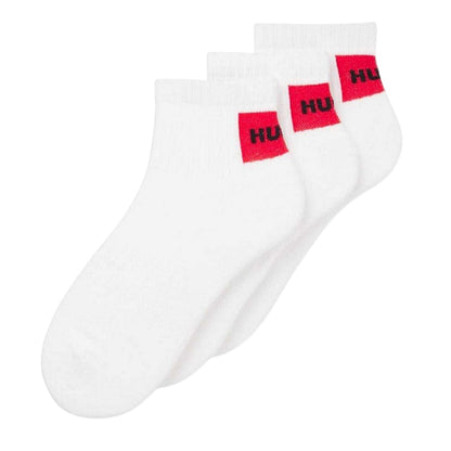 White - Front - Hugo Mens Logo Ankle Socks (Pack of 3)