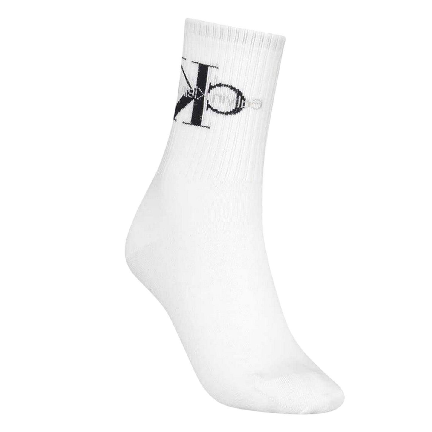 White - Back - Calvin Klein Womens-Ladies Logo Crew Socks