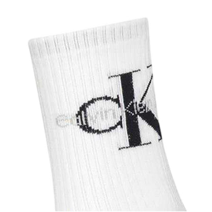White - Side - Calvin Klein Womens-Ladies Logo Crew Socks