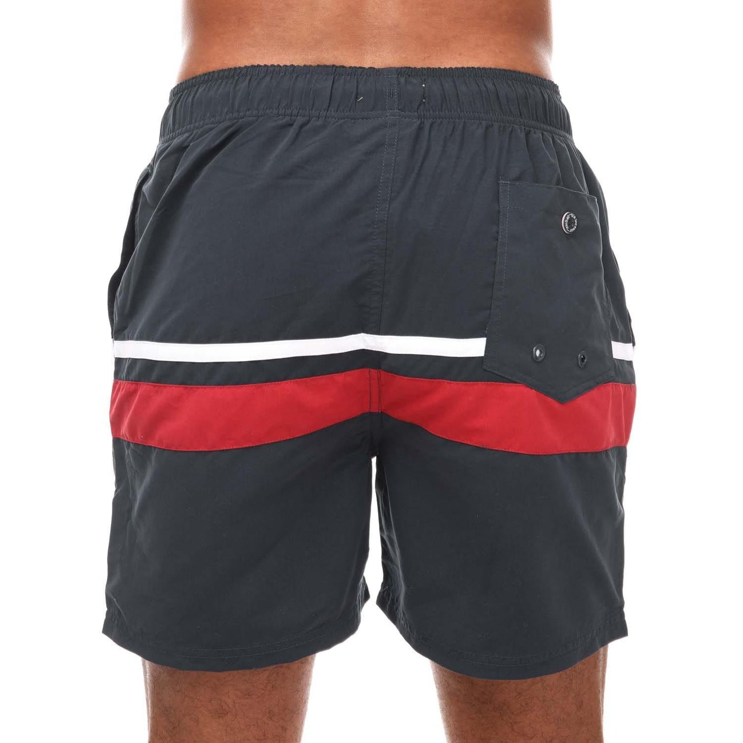 Navy-Red-White - Back - Ben Sherman Mens Vilanculas Swim Shorts