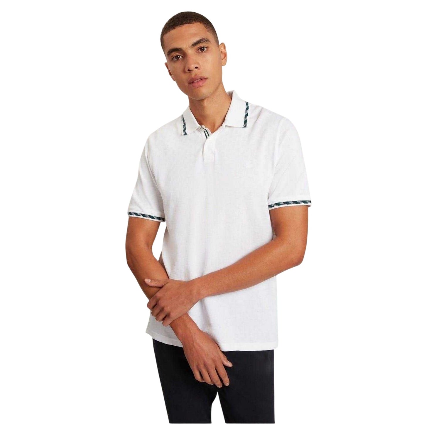 White - Lifestyle - Ted Baker Mens Jacquard Short-Sleeved Polo Shirt