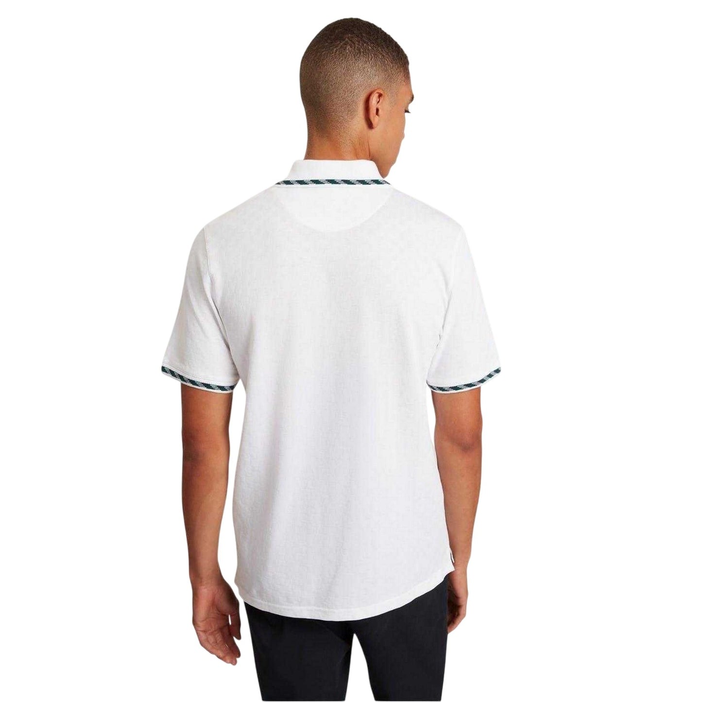 White - Pack Shot - Ted Baker Mens Jacquard Short-Sleeved Polo Shirt