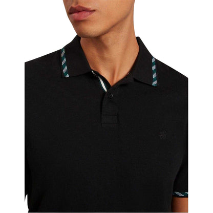 Black - Side - Ted Baker Mens Jacquard Short-Sleeved Polo Shirt