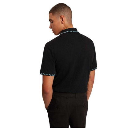 Black - Pack Shot - Ted Baker Mens Jacquard Short-Sleeved Polo Shirt