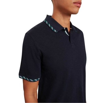 Navy - Side - Ted Baker Mens Jacquard Short-Sleeved Polo Shirt