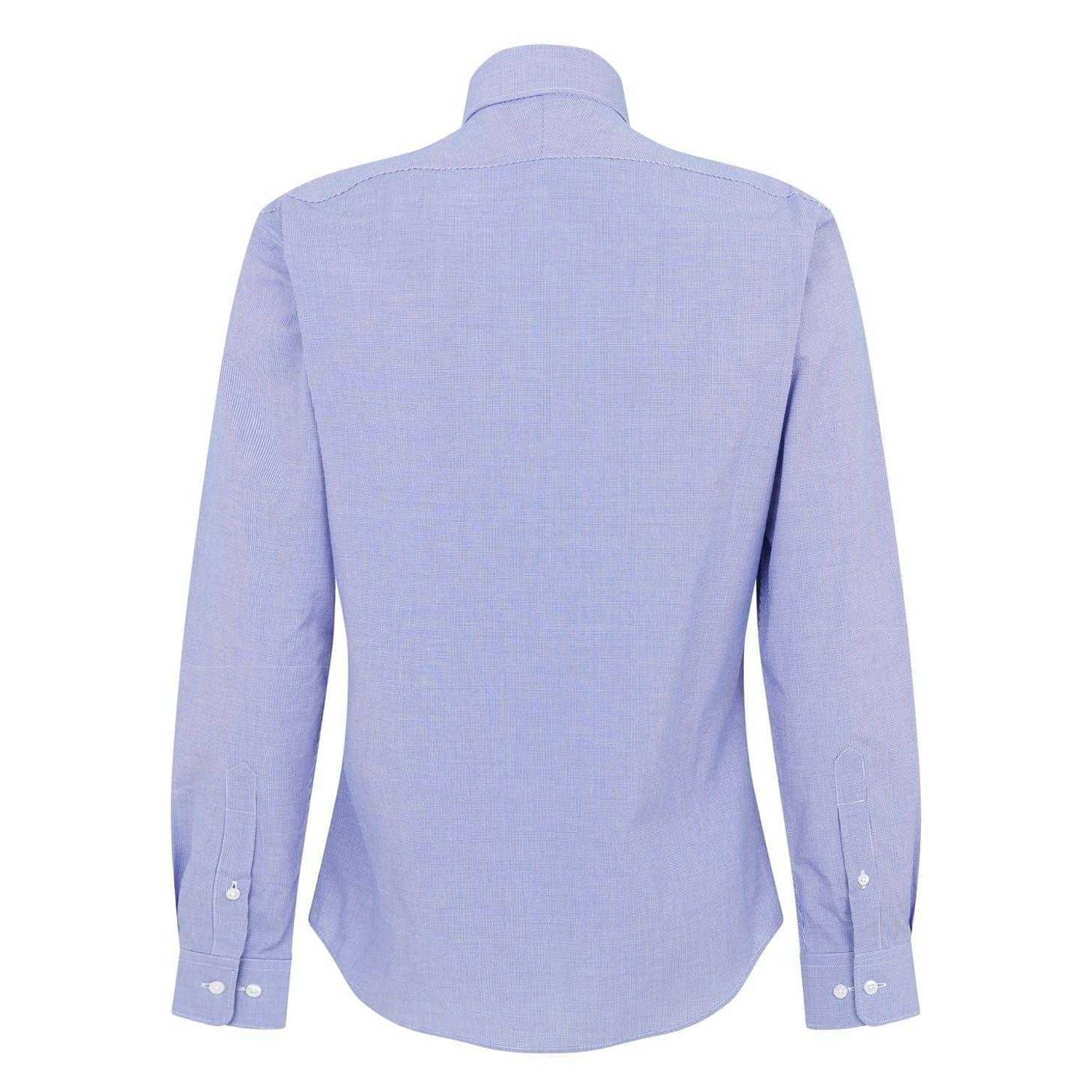 Navy - Back - Haines and Bonner Mens Puppytooth Tailored Long-Sleeved Shirt