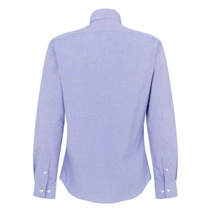 Navy - Back - Haines and Bonner Mens Puppytooth Tailored Long-Sleeved Shirt