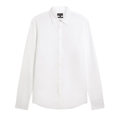 White - Front - Ted Baker Mens Linen Blend Regular Long-Sleeved Shirt