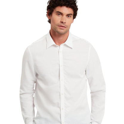 White - Side - Ted Baker Mens Linen Blend Regular Long-Sleeved Shirt