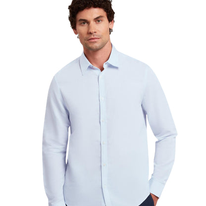 Light Blue - Lifestyle - Ted Baker Mens Linen Blend Regular Long-Sleeved Shirt