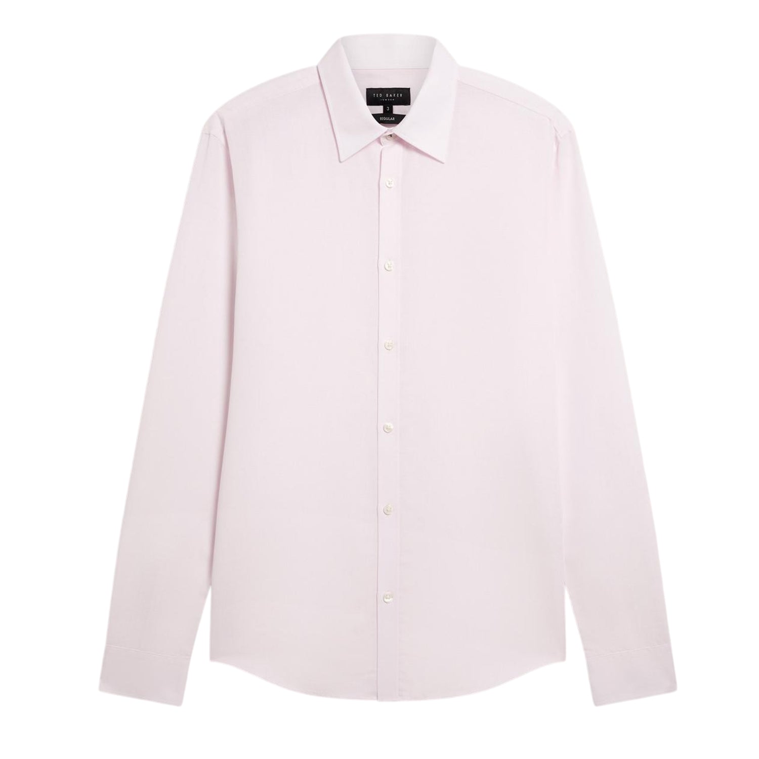 Light Pink - Front - Ted Baker Mens Linen Blend Regular Long-Sleeved Shirt