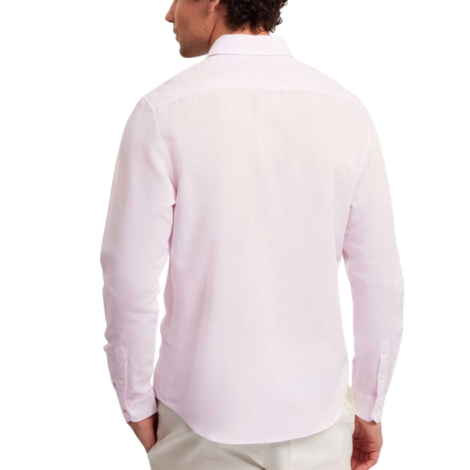 Light Pink - Back - Ted Baker Mens Linen Blend Regular Long-Sleeved Shirt