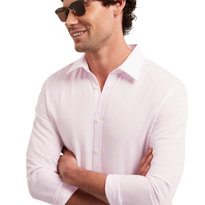 Light Pink - Lifestyle - Ted Baker Mens Linen Blend Regular Long-Sleeved Shirt