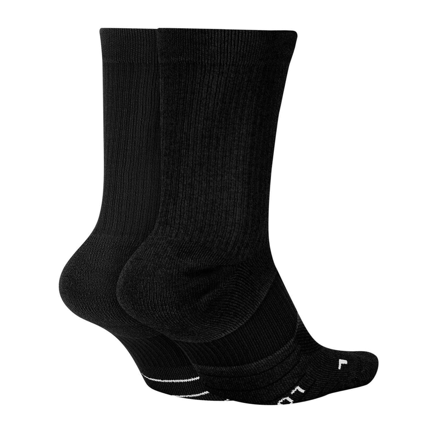 Black - Back - Nike Unisex Adult Multiplier Running Crew Socks (Pack of 2)