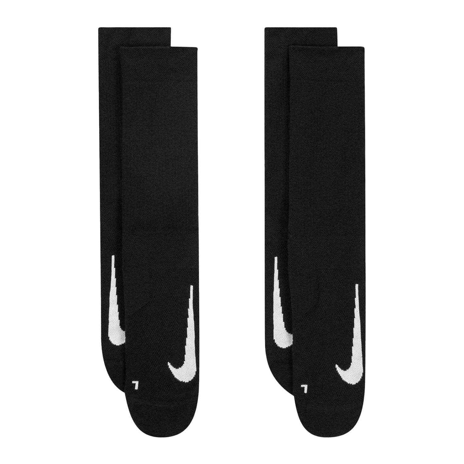 Black - Side - Nike Unisex Adult Multiplier Running Crew Socks (Pack of 2)