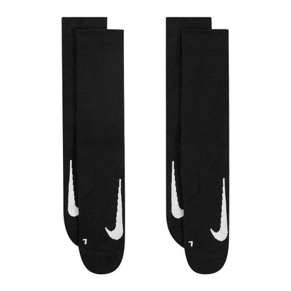 Black - Side - Nike Unisex Adult Multiplier Running Crew Socks (Pack of 2)