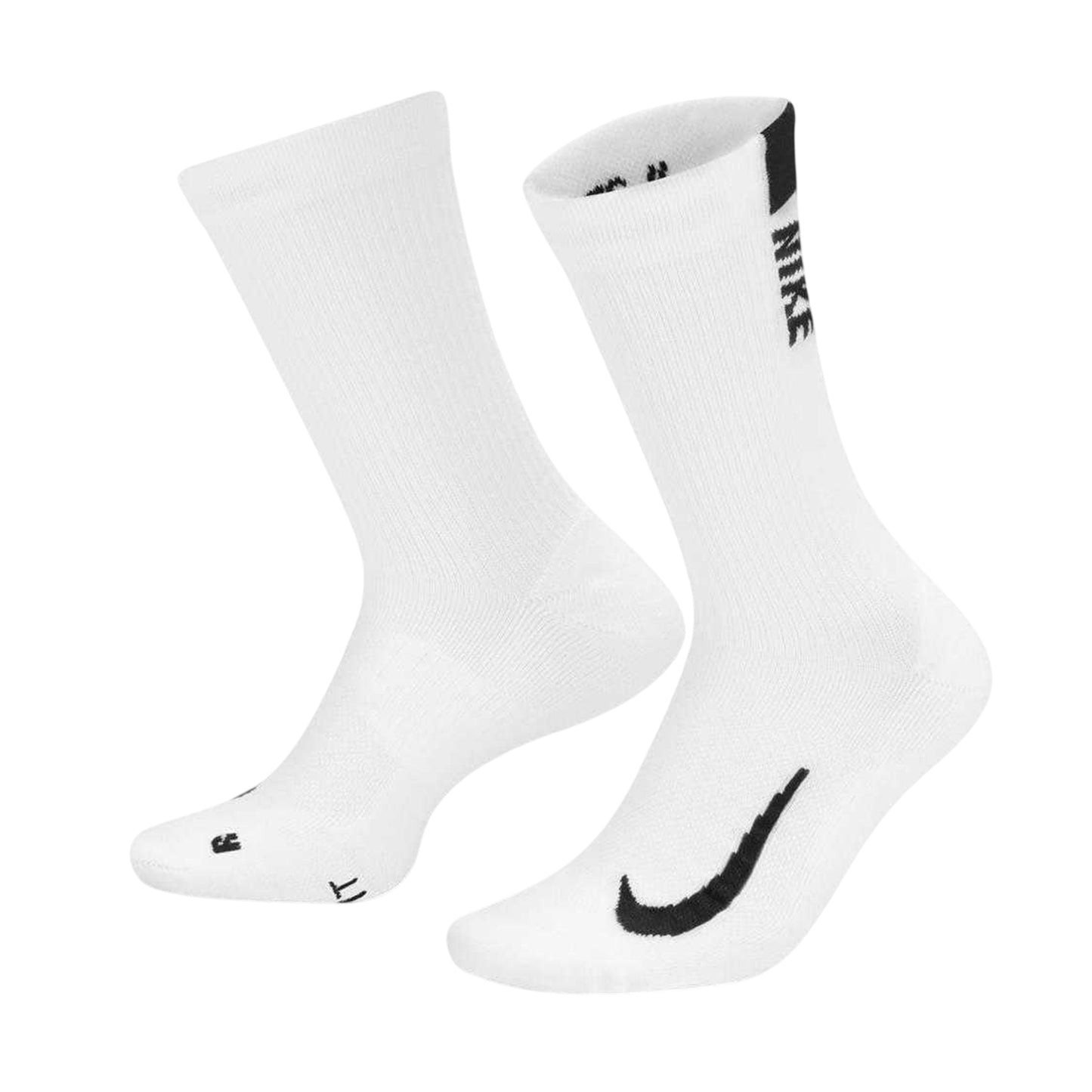 White-Black - Front - Nike Unisex Adult Multiplier Running Crew Socks (Pack of 2)
