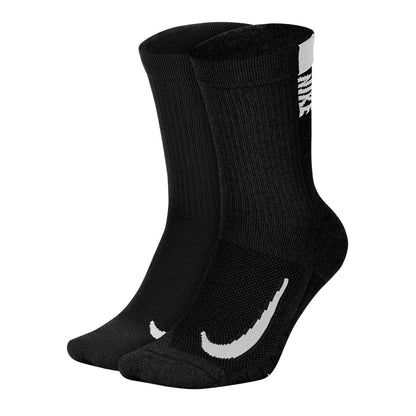 Black - Front - Nike Unisex Adult Multiplier Running Crew Socks (Pack of 2)