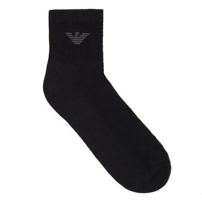 Black - Back - Emporio Armani Mens Logo Trainer Socks (Pack of 3)