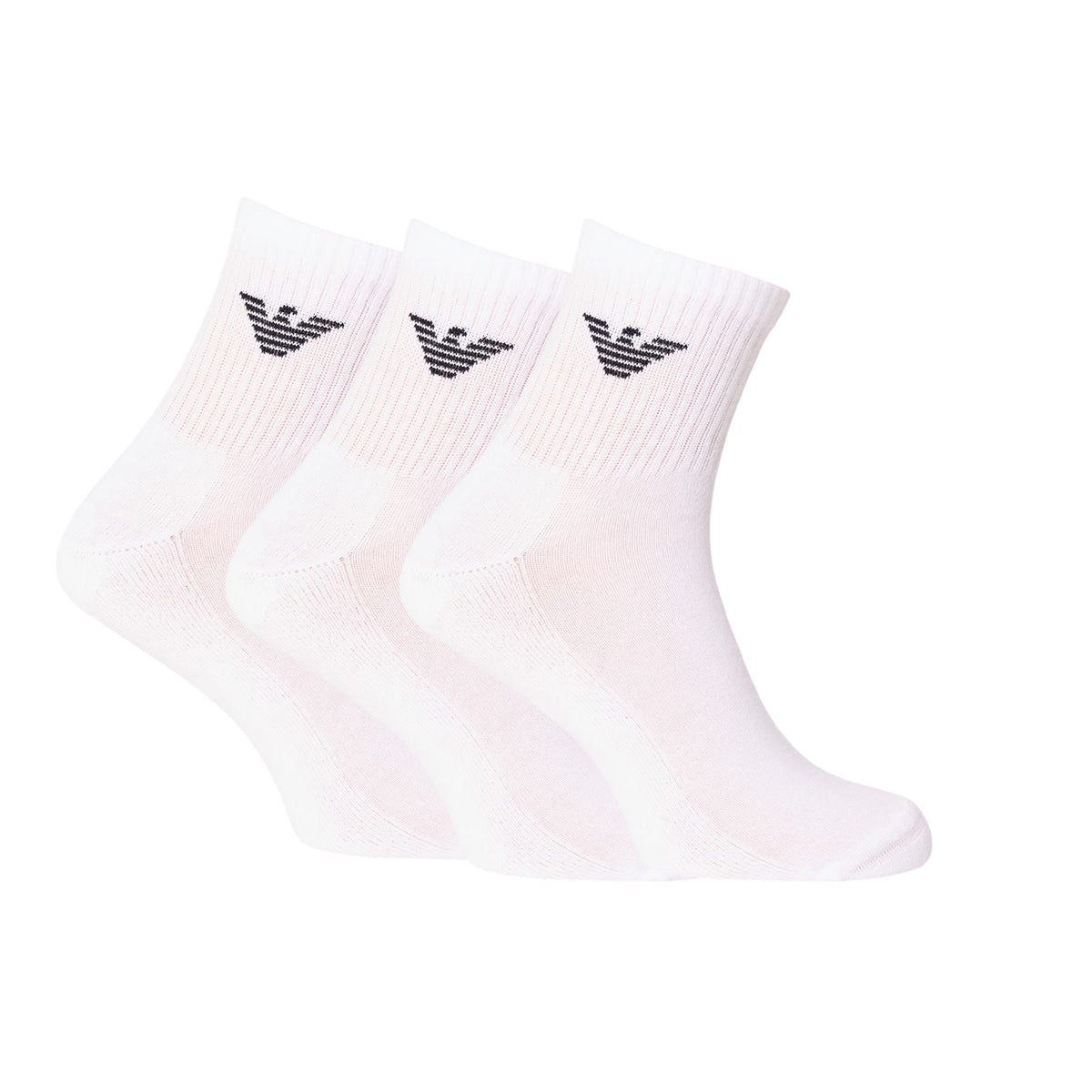 White - Front - Emporio Armani Mens Logo Trainer Socks (Pack of 3)
