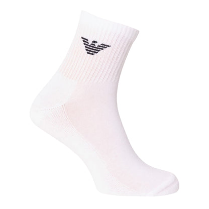 White - Back - Emporio Armani Mens Logo Trainer Socks (Pack of 3)