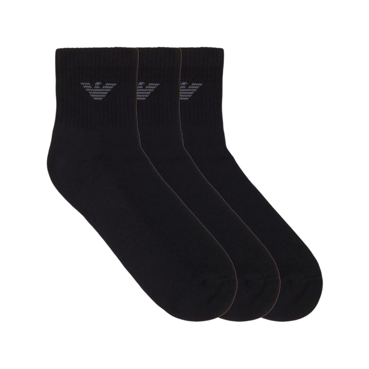 Black - Front - Emporio Armani Mens Logo Trainer Socks (Pack of 3)