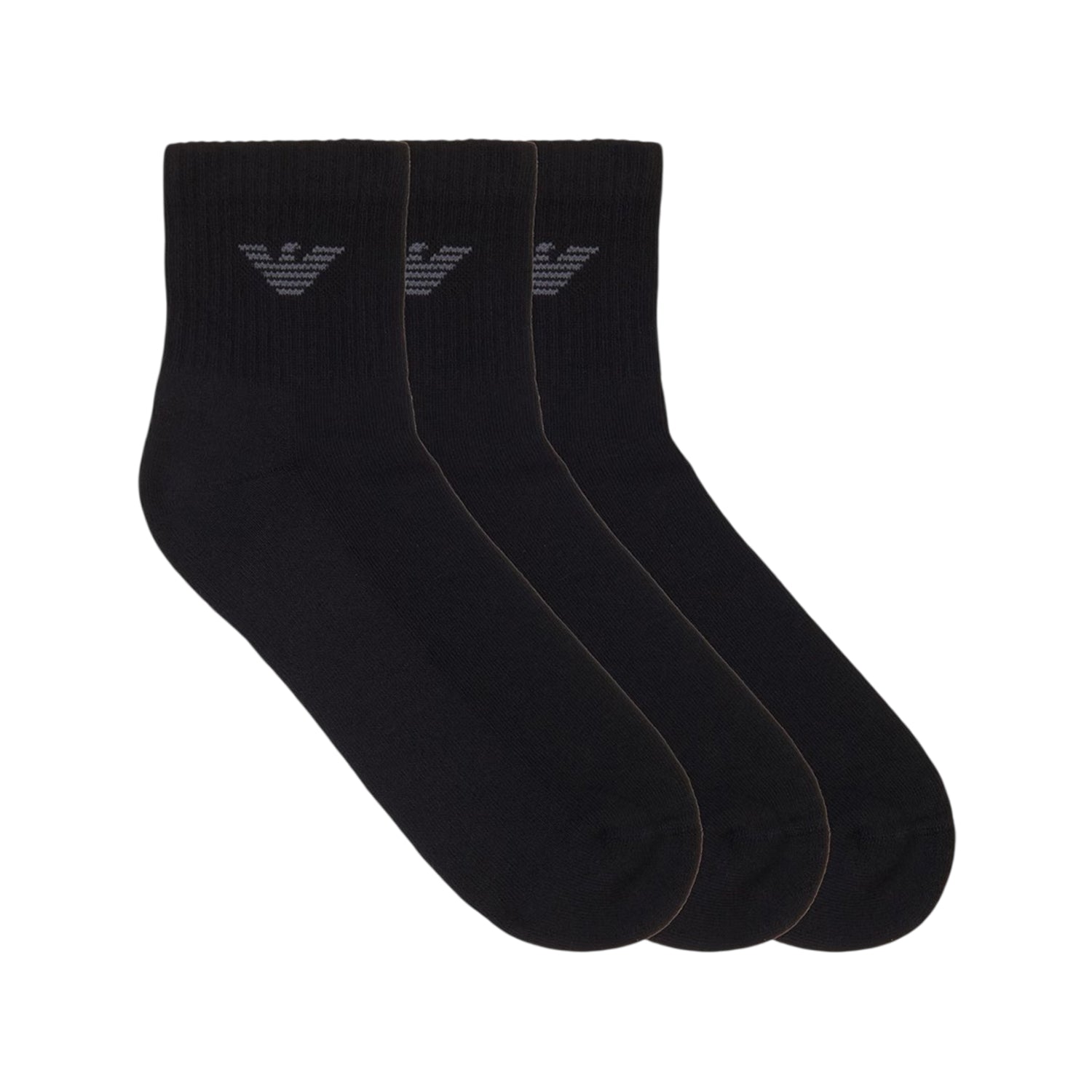 Black - Front - Emporio Armani Mens Logo Trainer Socks (Pack of 3)