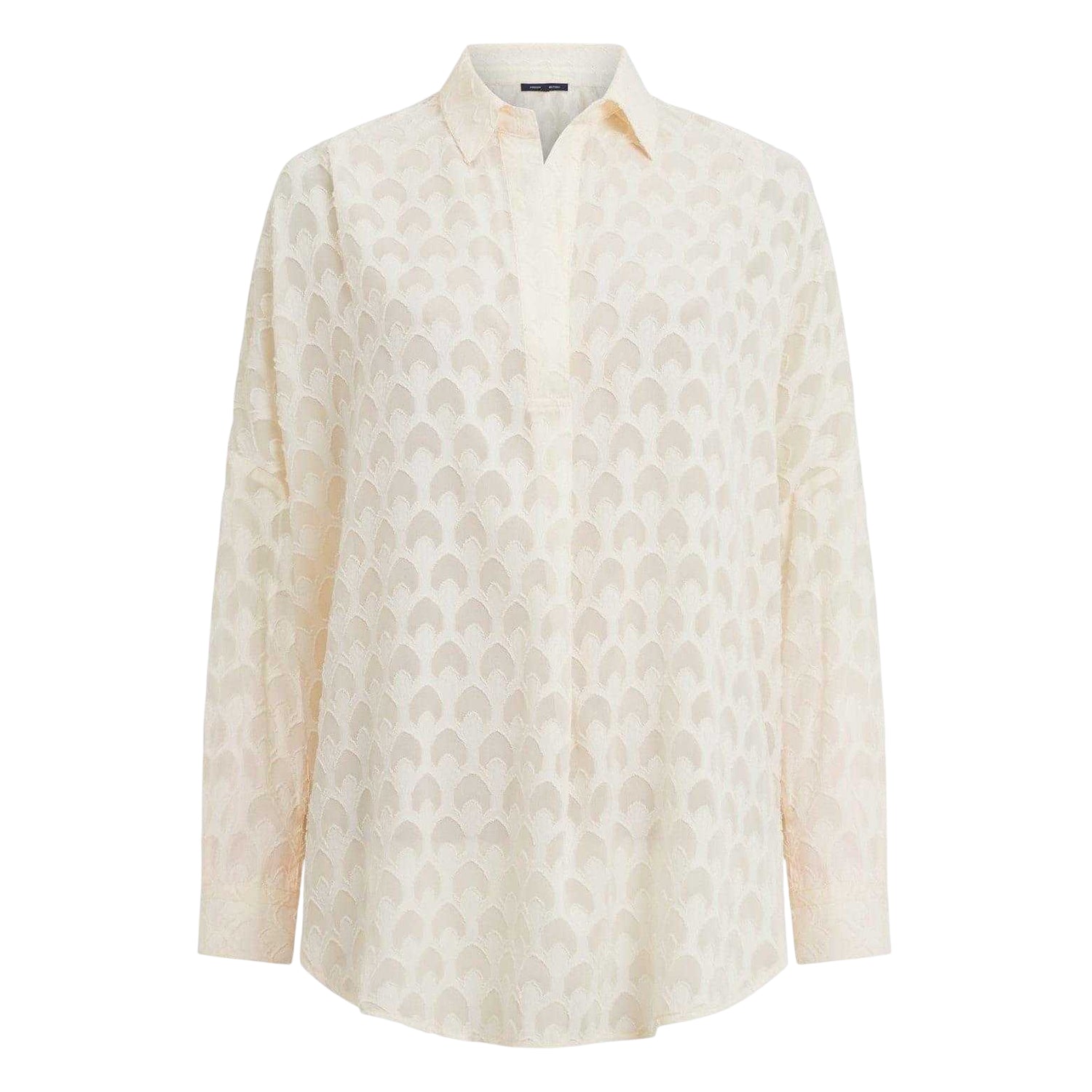 Cream - Front - French Connection Womens-Ladies Burnout Long-Sleeved Shirt