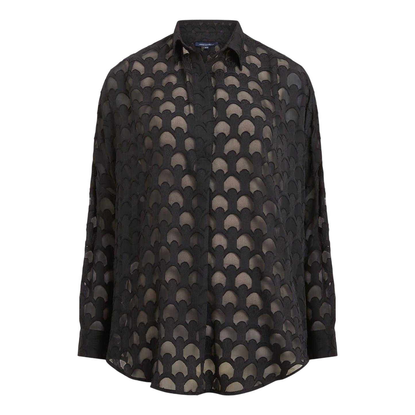 Blackout - Front - French Connection Womens-Ladies Burnout Long-Sleeved Shirt