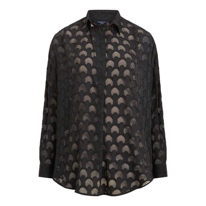 Blackout - Front - French Connection Womens-Ladies Burnout Long-Sleeved Shirt