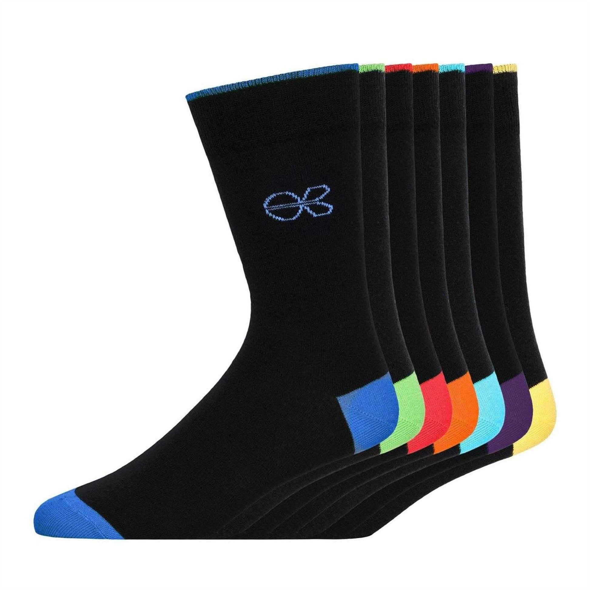 Black-Multicoloured - Back - Crosshatch Mens Farrango Logo Ankle Socks (Pack of 7)