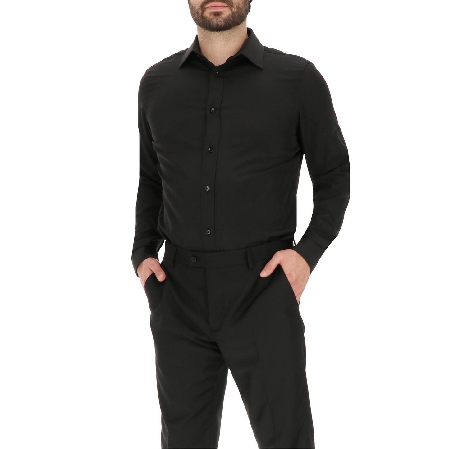 Black - Side - Scotch And Soda Mens Oxford Long-Sleeved Shirt