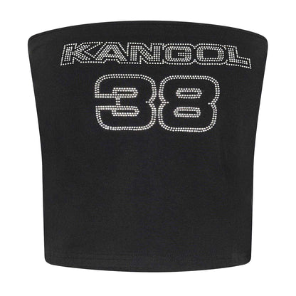 Black - Front - Kangol Womens-Ladies Diamante Bandeau Crop Top