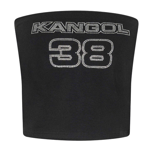 Black - Front - Kangol Womens-Ladies Diamante Bandeau Crop Top