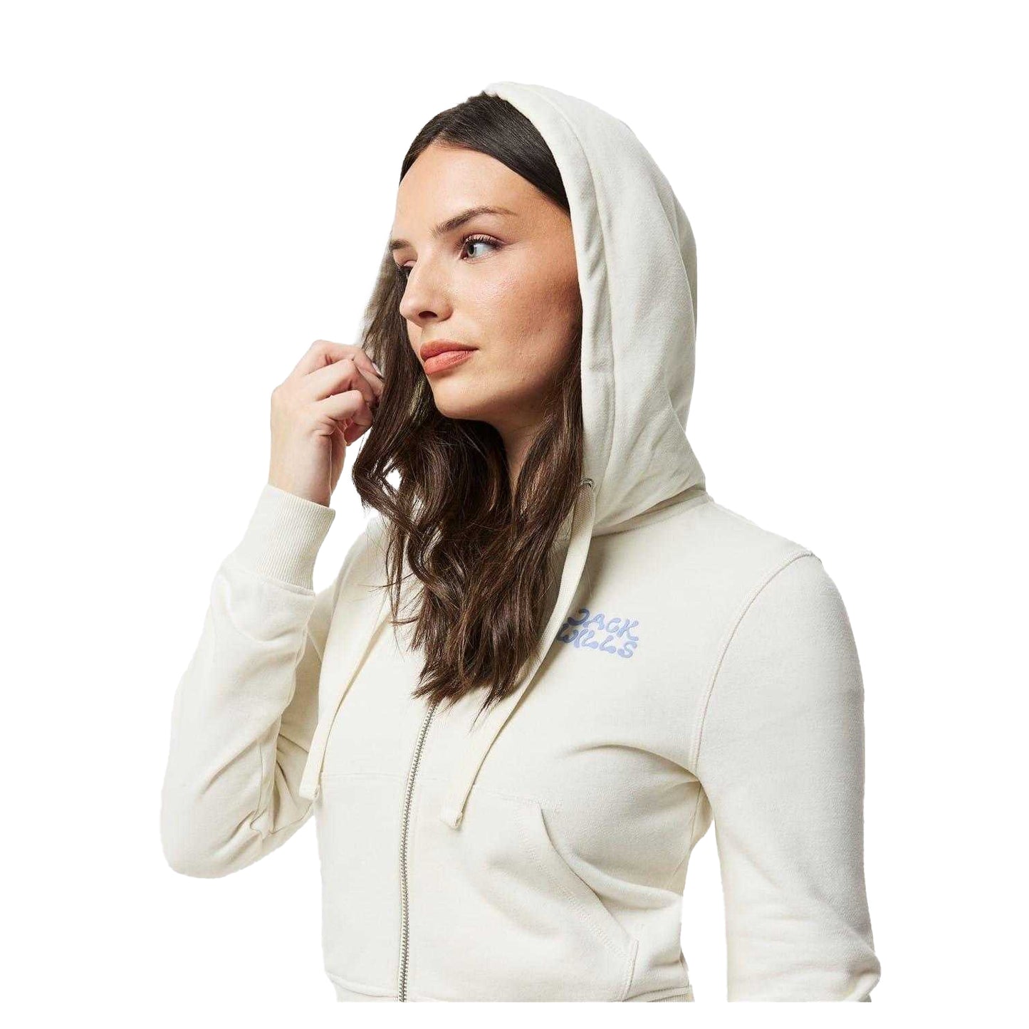 Vintage White - Side - Jack Wills Womens-Ladies Full Zip Hoodie