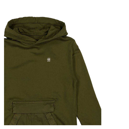 Olive Green - Side - G-Star Childrens-Kids Drawstring Hoodie