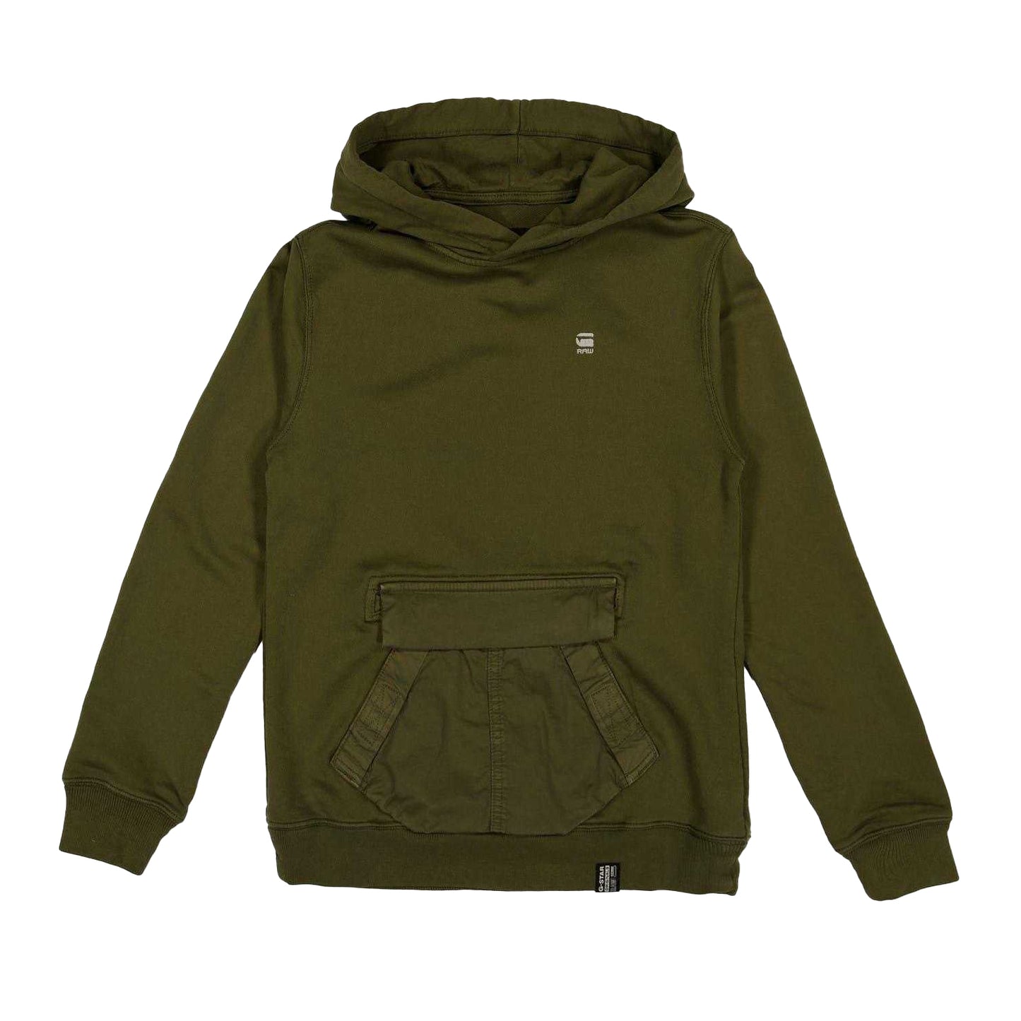 Olive Green - Front - G-Star Childrens-Kids Drawstring Hoodie