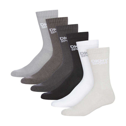 Black-White-Grey - Front - DKNY Mens Radde Logo Sports Socks (Pack of 6)
