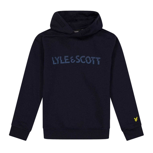 Dark Navy - Front - Lyle & Scott Childrens-Kids Logo Hoodie