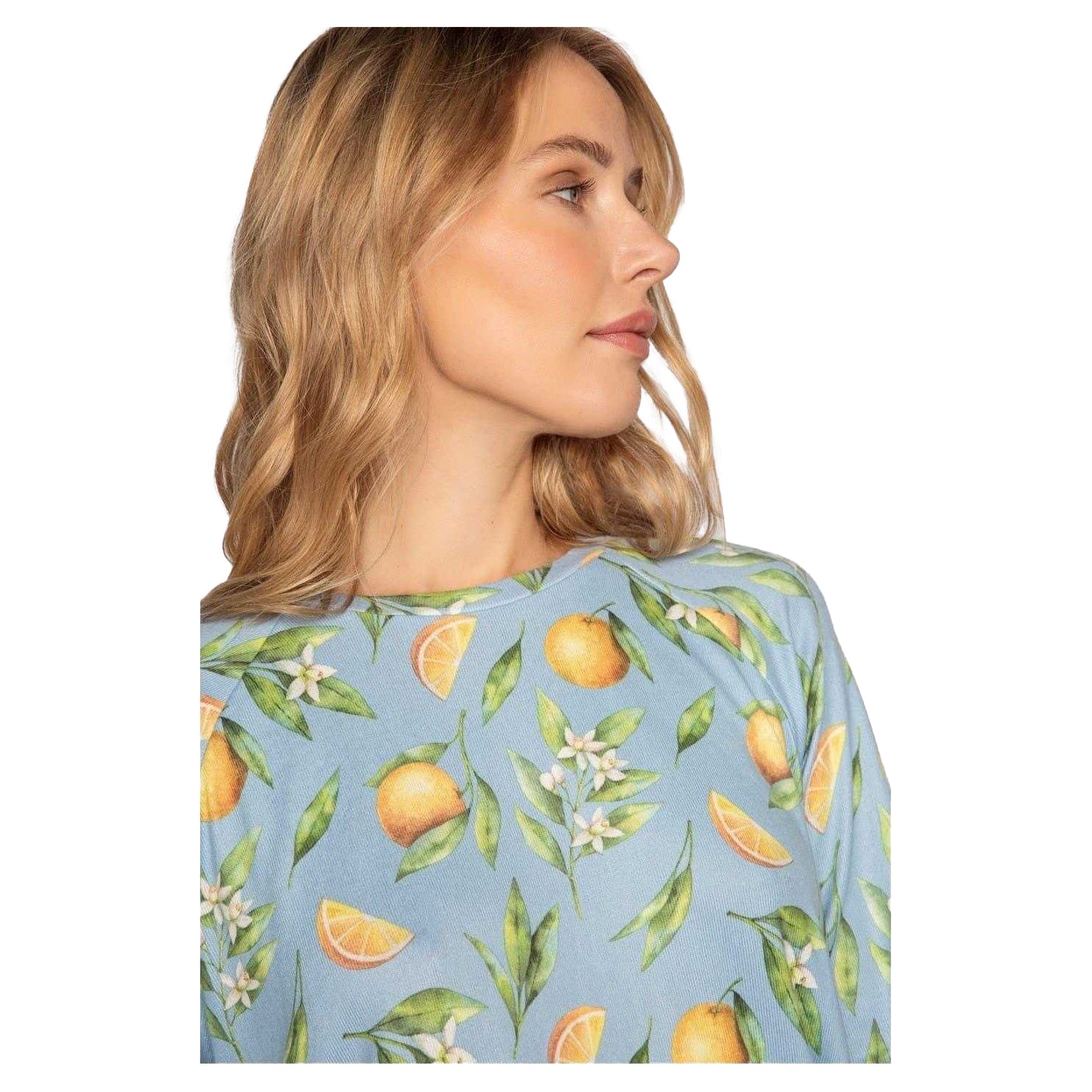 Light Blue - Side - PJ Salvage Womens-Ladies Orange Jersey Long-Sleeved Top