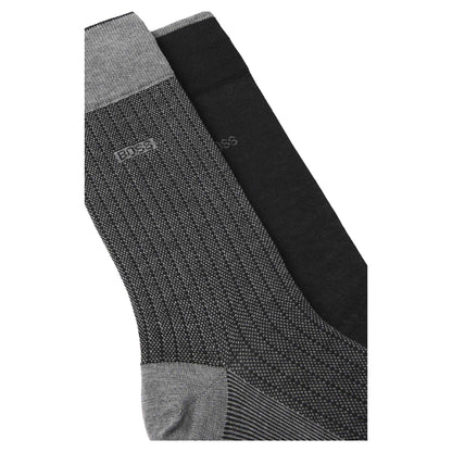 Black-Grey - Lifestyle - Boss Mens Mercerised Cotton Socks (Pack of 2)