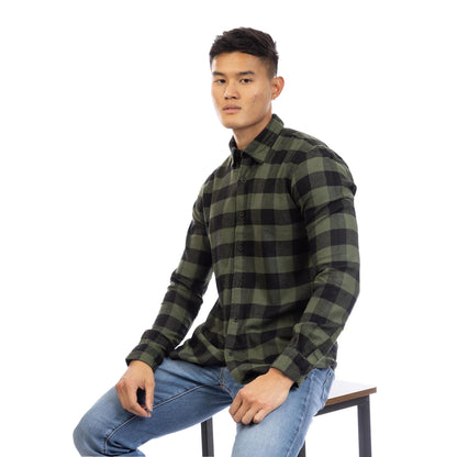 Green-Black - Lifestyle - Peter Werth Mens Brodie Checked Collared Long-Sleeved Shirt