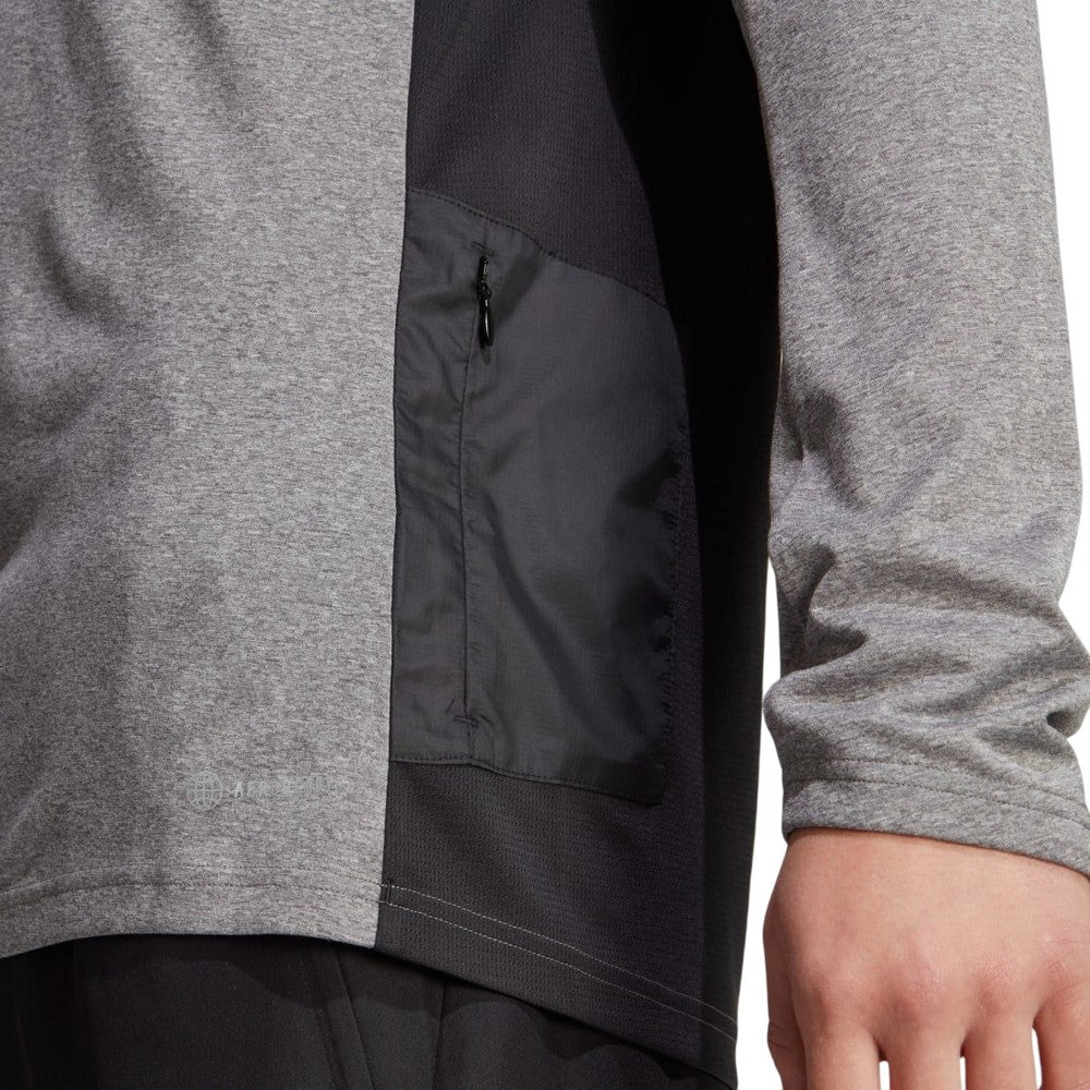 Grey Melange - Side - Adidas Mens Technical Quarter Zip Top