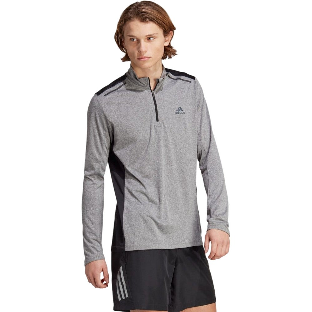 Grey Melange - Lifestyle - Adidas Mens Technical Quarter Zip Top