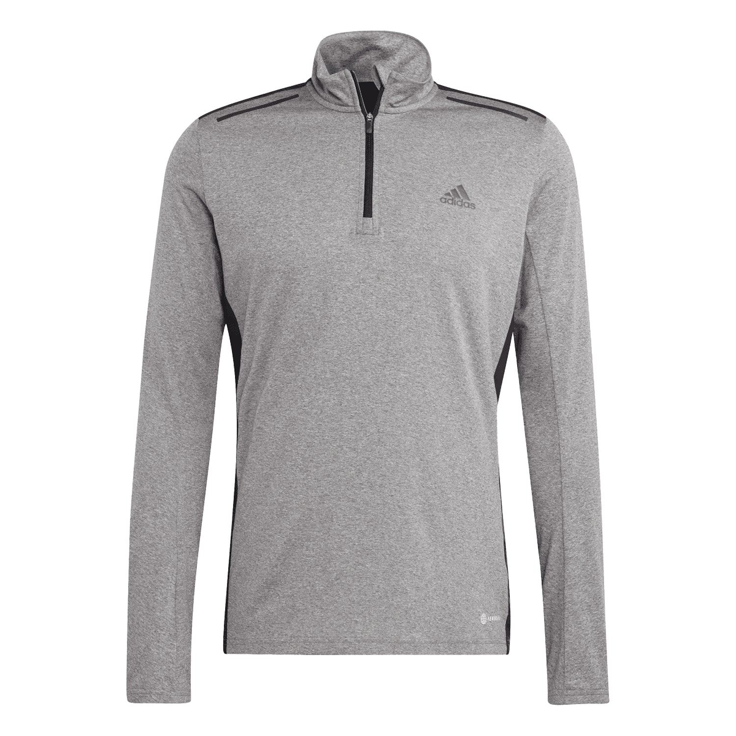 Grey Melange - Front - Adidas Mens Technical Quarter Zip Top