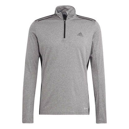 Grey Melange - Front - Adidas Mens Technical Quarter Zip Top