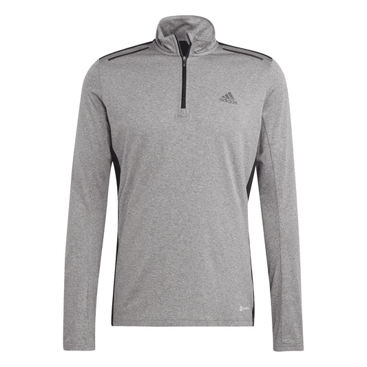 Grey Melange - Front - Adidas Mens Technical Quarter Zip Top