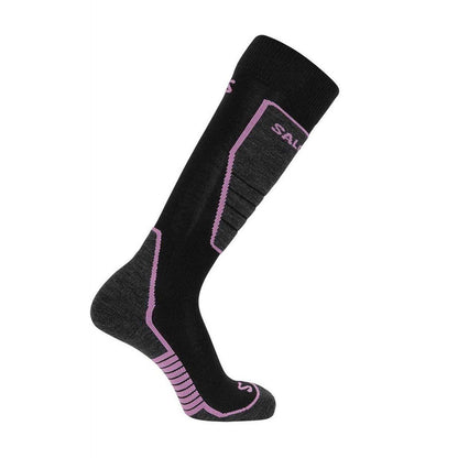 Black - Back - Salomon Womens-Ladies Cushioned Wool Ski Socks (Pack of 2)
